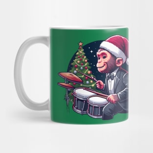 Drummer Monkey Christmas Mug